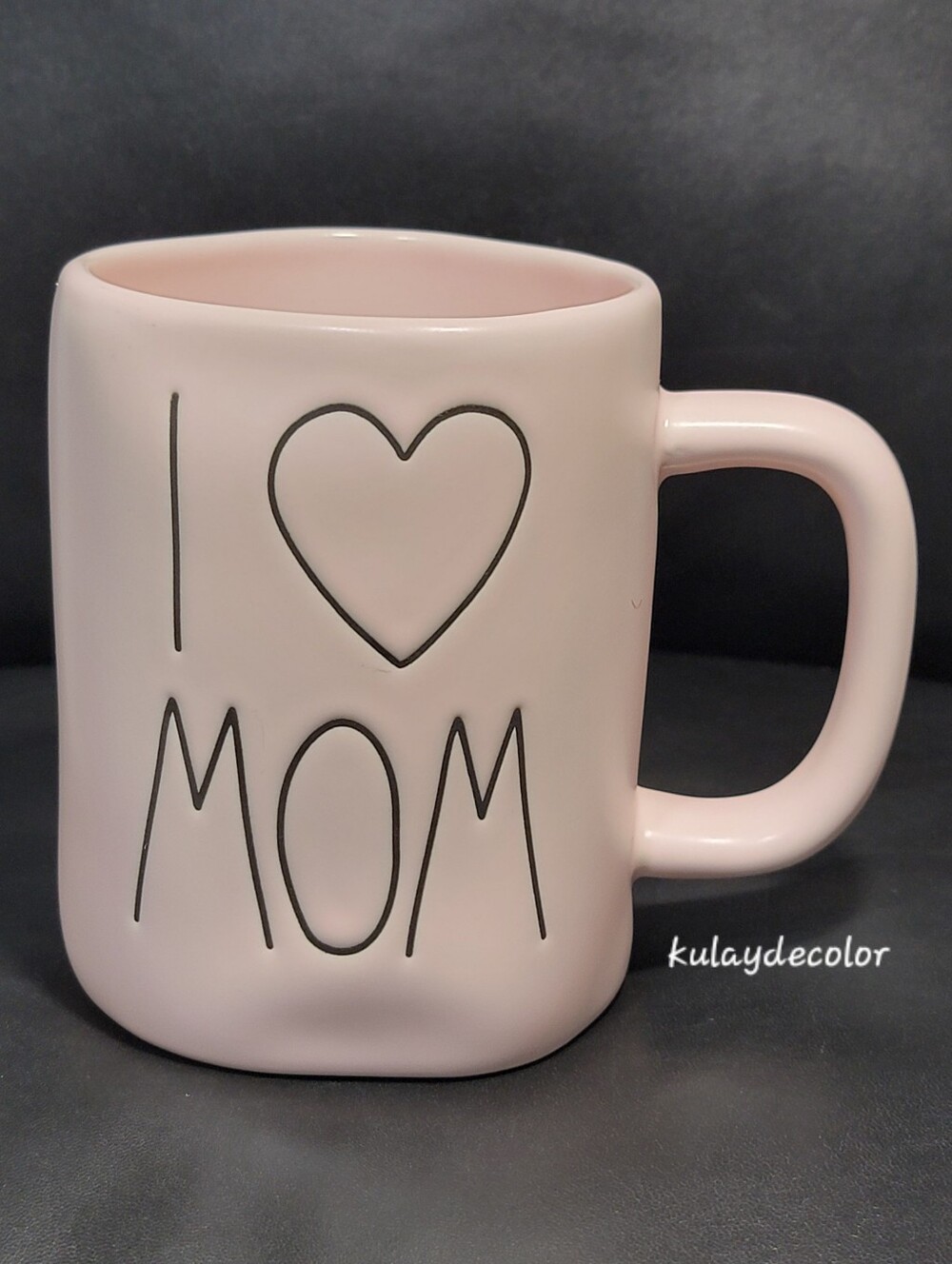 I ♥ Love MOM Pink Ceramic Mug Rae Dunn Artisan Collection Magenta Mother's Day